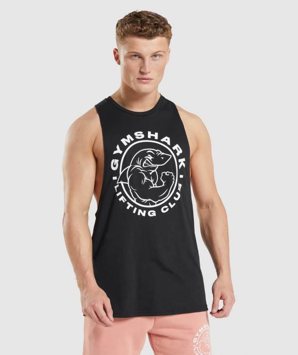 Panske Tielko Gymshark Legacy Drop Arm Čierne | KU3520476
